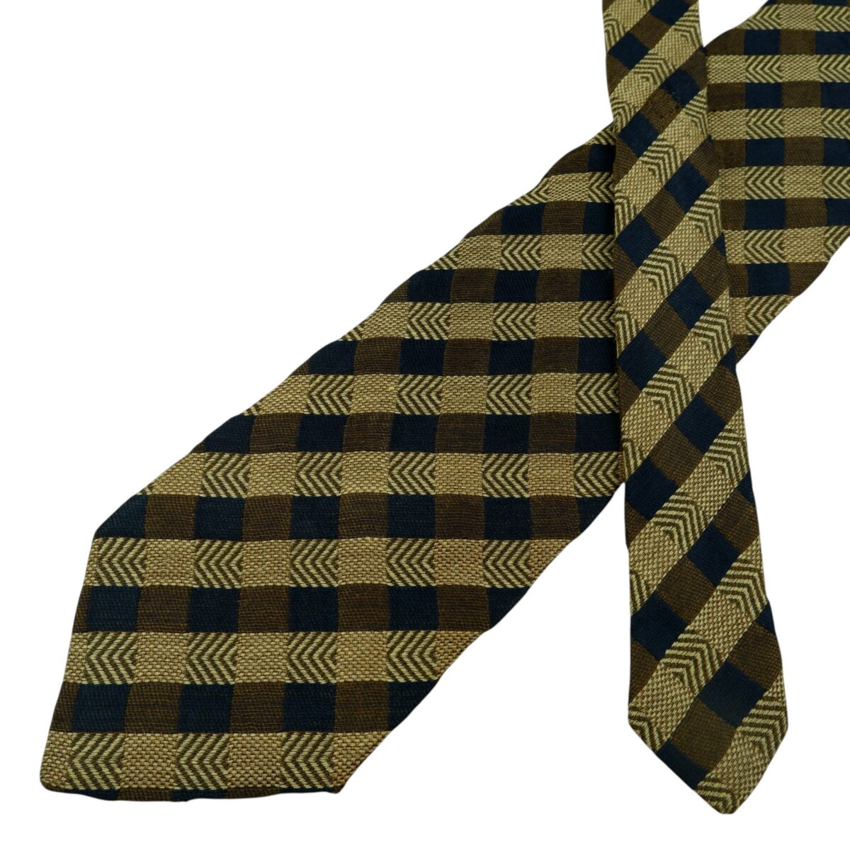 a14901 2 Ermenegildo Zegna Tie Silk Linen Beige Brown Stripe Italy (US Import Tax Included) มุมที่ 2