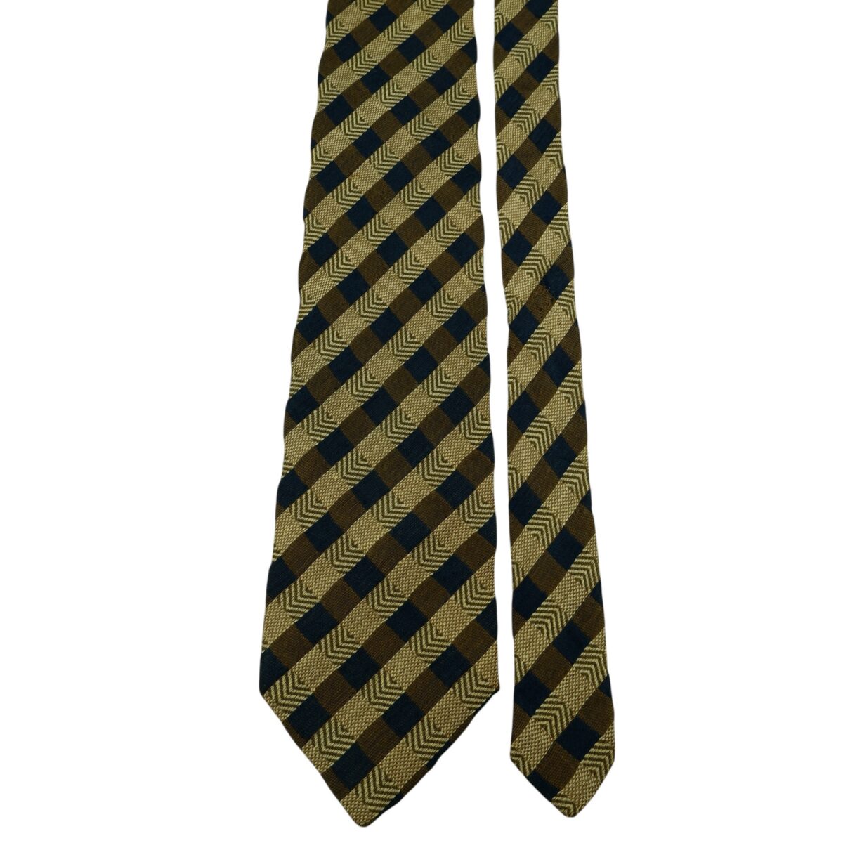 a14901 3 Ermenegildo Zegna Tie Silk Linen Beige Brown Stripe Italy (US Import Tax Included) มุมที่ 3