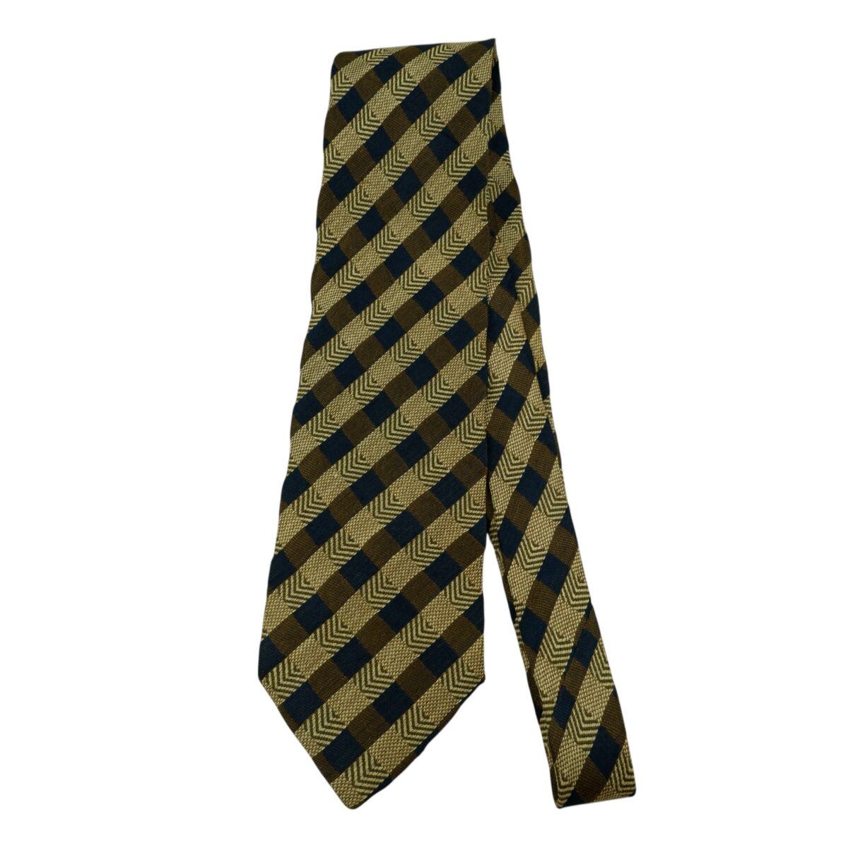 a14901 5 Ermenegildo Zegna Tie Silk Linen Beige Brown Stripe Italy (US Import Tax Included) มุมที่ 5