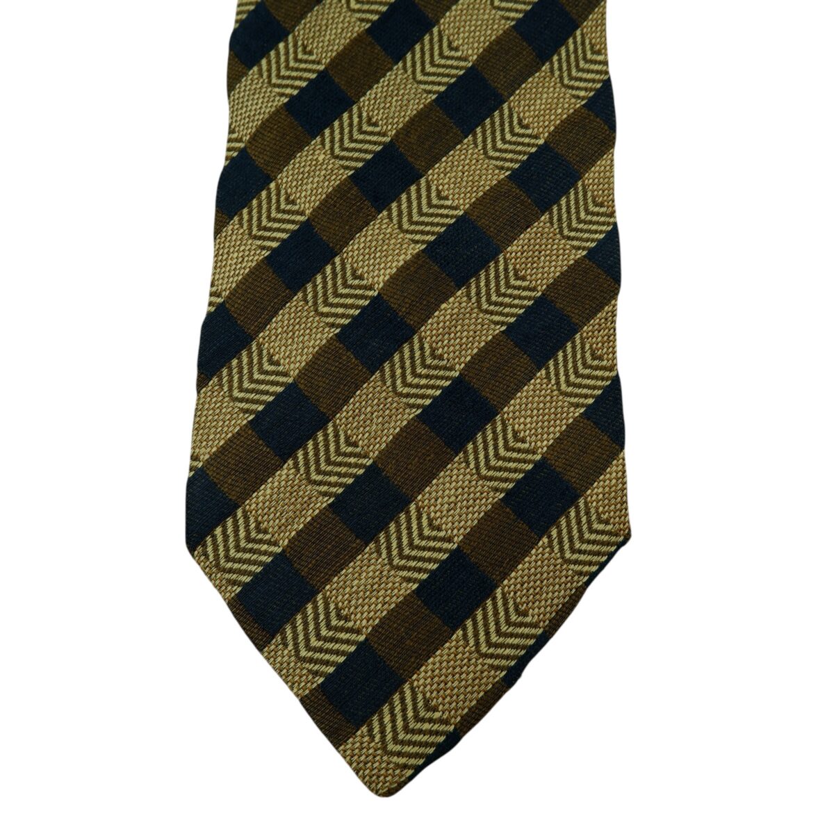 a14901 6 Ermenegildo Zegna Tie Silk Linen Beige Brown Stripe Italy (US Import Tax Included) มุมที่ 6