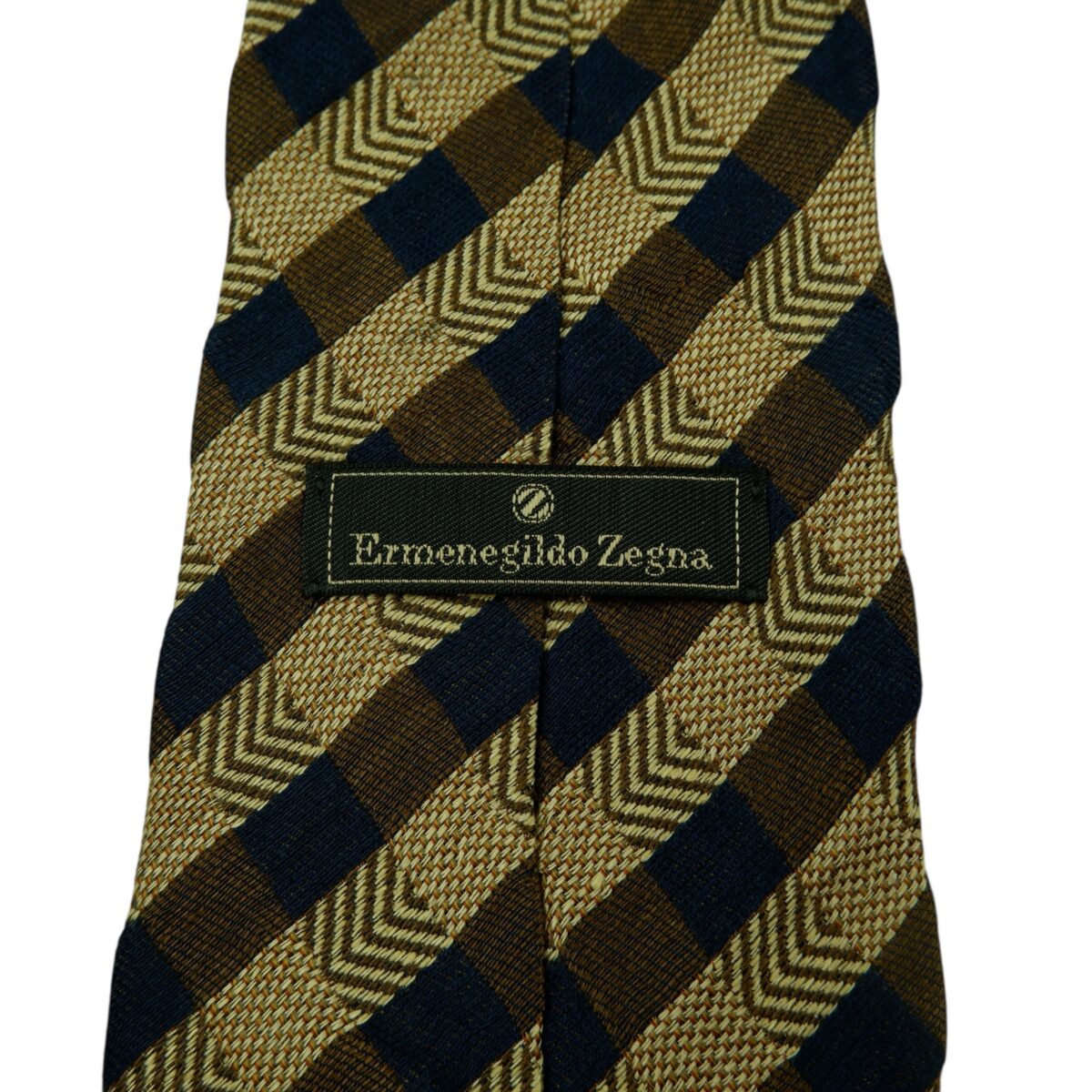 a14901 9 Ermenegildo Zegna Tie Silk Linen Beige Brown Stripe Italy (US Import Tax Included) มุมที่ 9