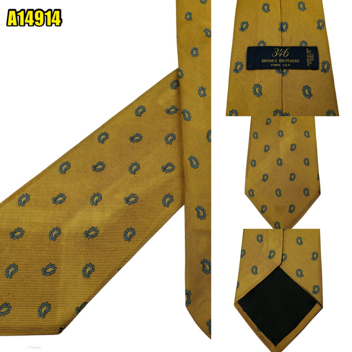 created by photogrid Brooks Brothers Tie Silk Brown Paisley Geometric USA (US Import Tax Included) มุมที่ 1
