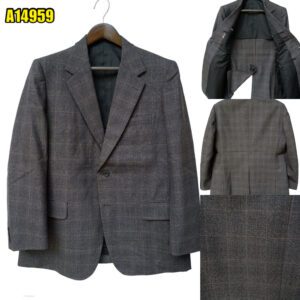 Suit Jacket Wool Dark Grey Windowpane Japan US UK 43 Chest Size 43 Regular Full Canvas มุมที่ 1