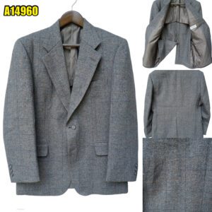 Suit Jacket PET Nylon Grey Windowpane Japan US UK 42 Chest Size 42 Regular No Canvas มุมที่ 1