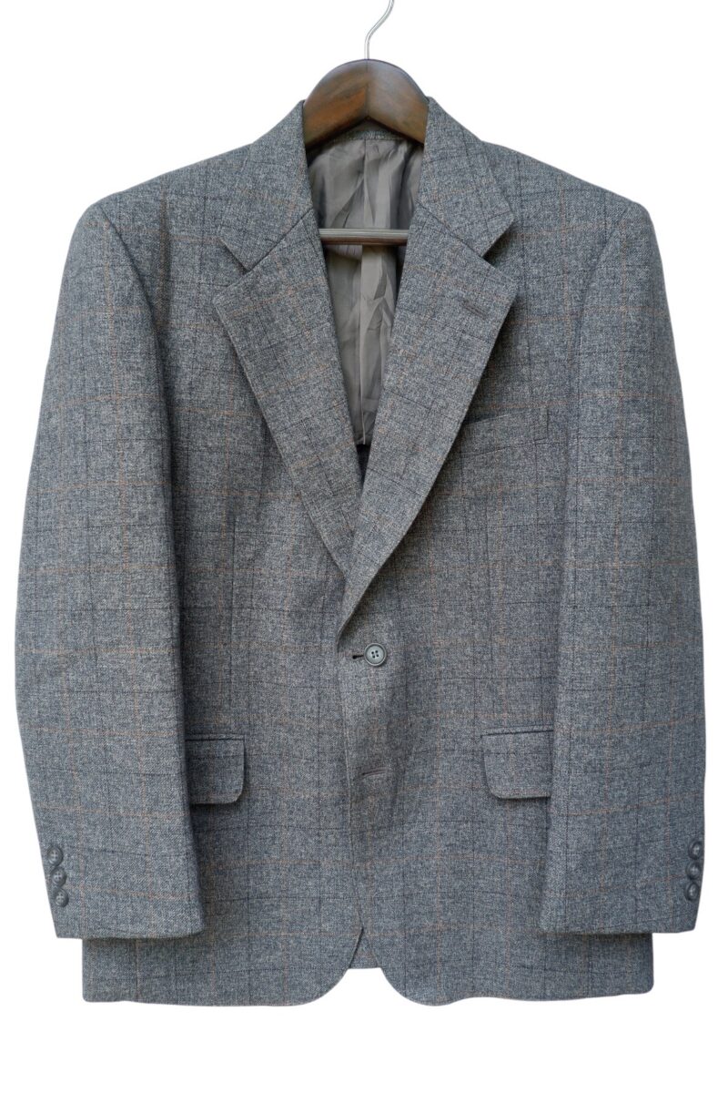 a14960 2 Suit Jacket PET Nylon Grey Windowpane Japan US UK 42 Chest Size 42 Regular No Canvas มุมที่ 2