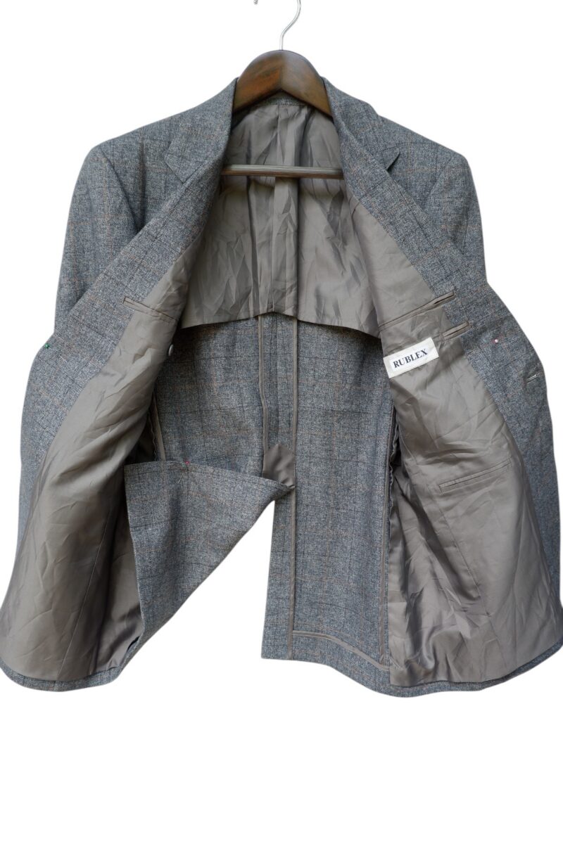 a14960 3 Suit Jacket PET Nylon Grey Windowpane Japan US UK 42 Chest Size 42 Regular No Canvas มุมที่ 3