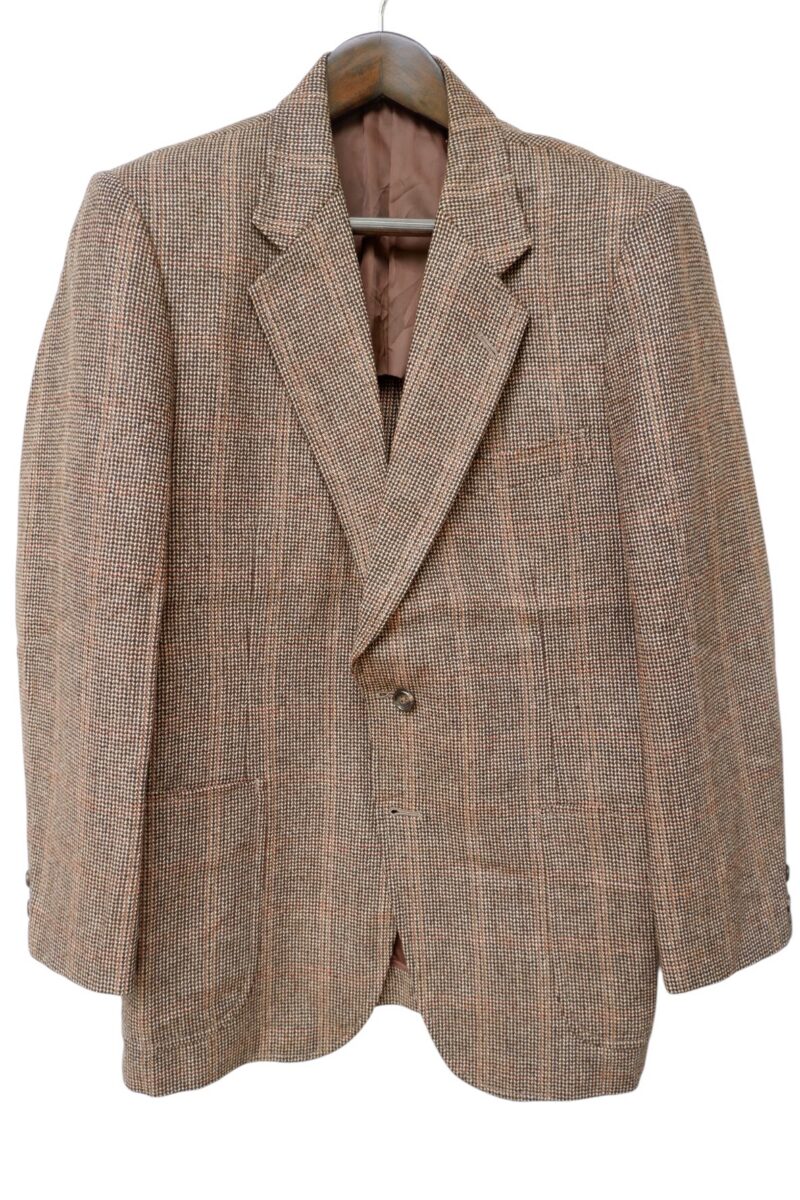 a14968 2 Suit Jacket Wool Nylon Brown Windowpane Japan US UK 43 Chest Size 43 Regular No Canvas มุมที่ 2