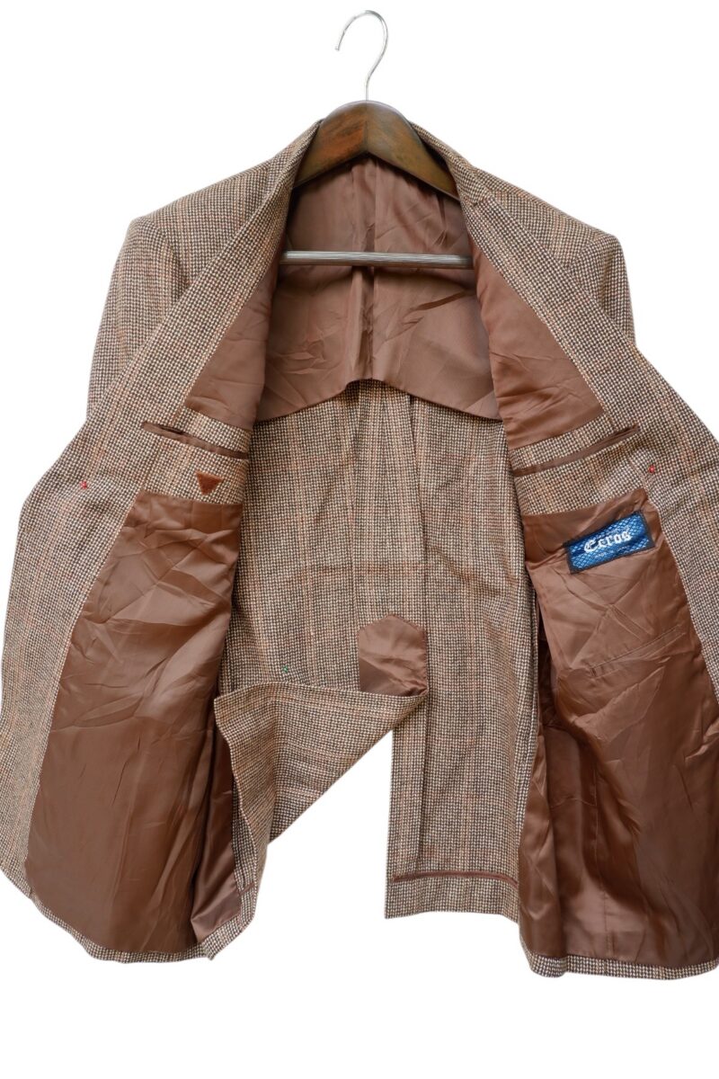 a14968 3 Suit Jacket Wool Nylon Brown Windowpane Japan US UK 43 Chest Size 43 Regular No Canvas มุมที่ 3