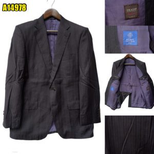 Drago Suit Jacket Wool Black Stripe Japan US UK 43 Chest Size 43 Regular Half Canvas มุมที่ 1