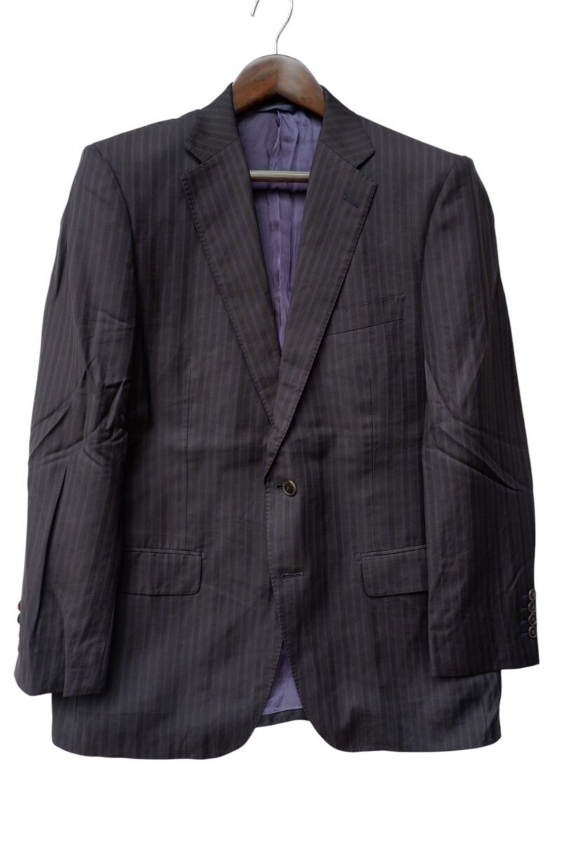 a14978 2 Drago Suit Jacket Wool Black Stripe Japan US UK 43 Chest Size 43 Regular Half Canvas มุมที่ 2