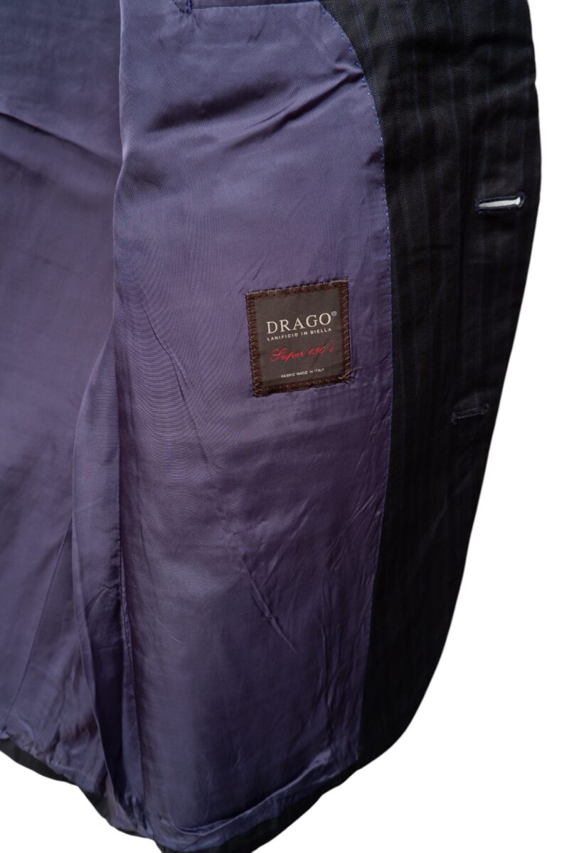 a14978 6 Drago Suit Jacket Wool Black Stripe Japan US UK 43 Chest Size 43 Regular Half Canvas มุมที่ 6