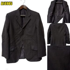 Suit Jacket Wool PET Black Dark Grey Charcoal Windowpane China US UK 41 Chest Size 41 Regular No Canvas มุมที่ 1