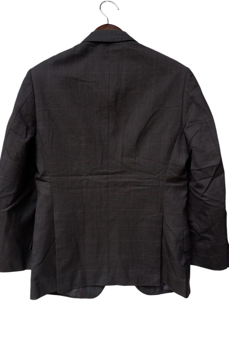 a14985 4 Suit Jacket Wool PET Black Dark Grey Charcoal Windowpane China US UK 41 Chest Size 41 Regular No Canvas มุมที่ 4
