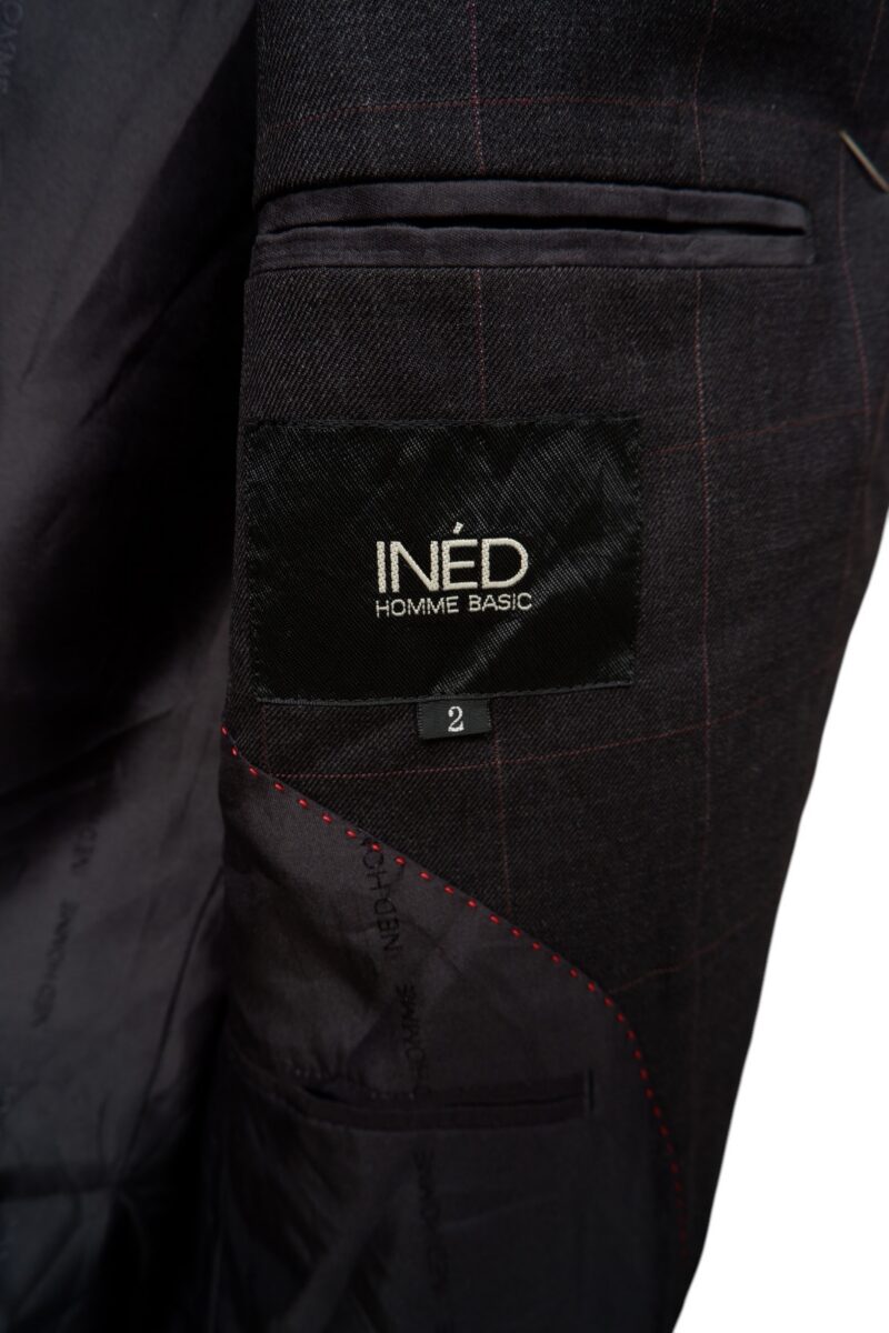 a14985 5 Suit Jacket Wool PET Black Dark Grey Charcoal Windowpane China US UK 41 Chest Size 41 Regular No Canvas มุมที่ 5