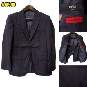 Reda Suit Jacket Wool Black Stripe Japan US UK 40 Chest Size 40 Regular Half Canvas มุมที่ 1