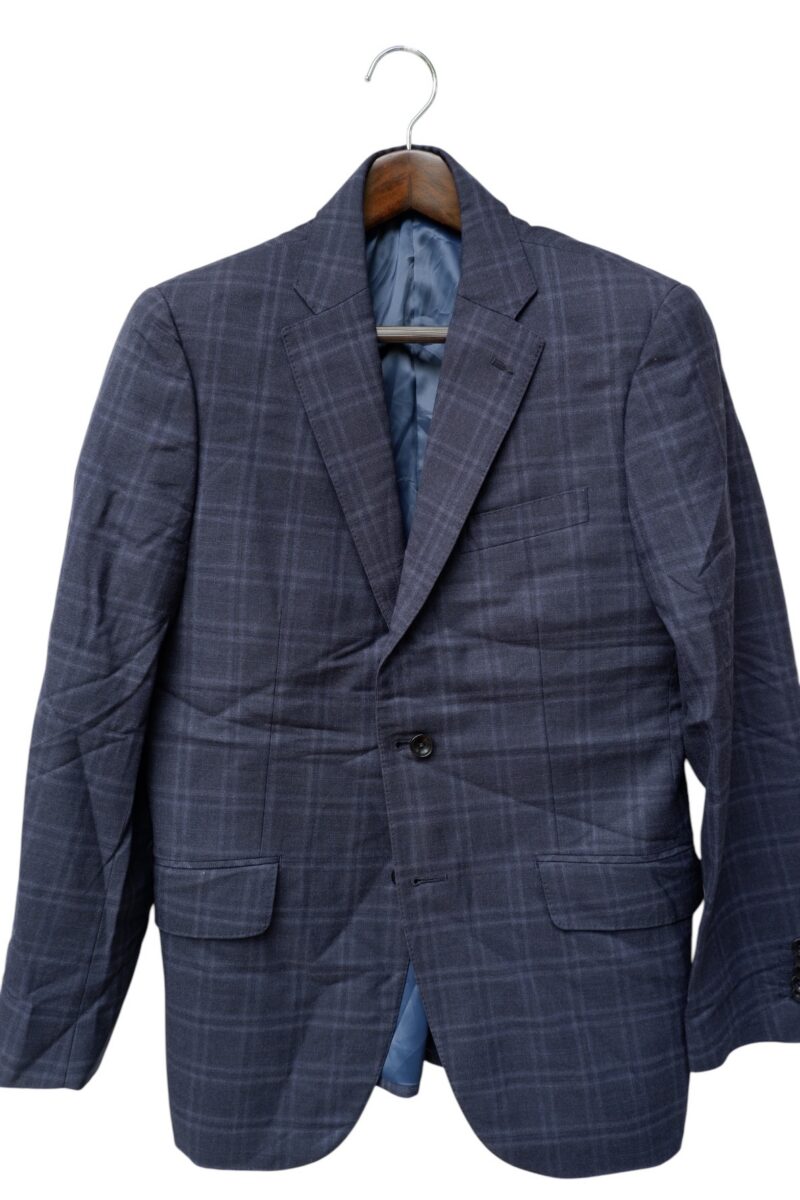 Suit Jacket Wool Navy Windowpane Japan US UK 41 Chest Size 41 Regular Full Canvas | mesabb clothing Suit Jacket Wool Navy Windowpane Japan US UK 41 Chest Size 41 Regular Full Canvas มุมที่ 2