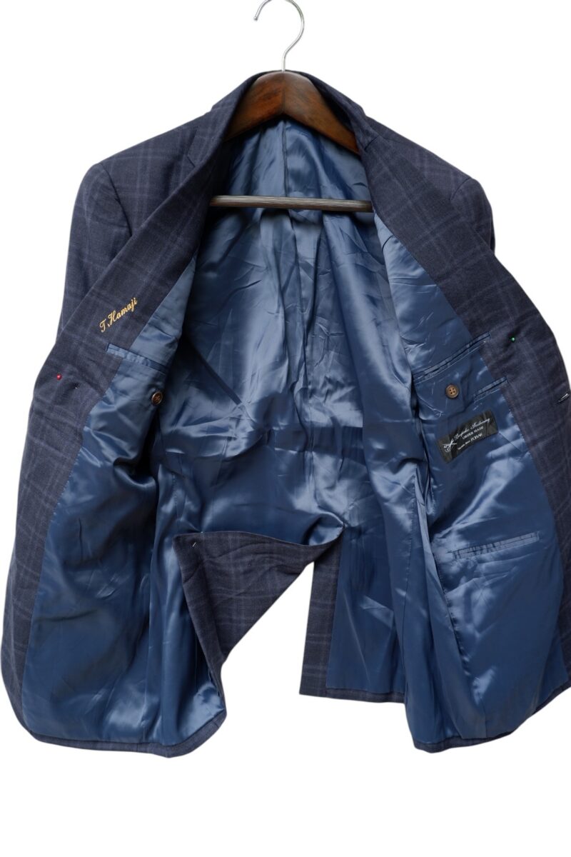 Suit Jacket Wool Navy Windowpane Japan US UK 41 Chest Size 41 Regular Full Canvas | mesabb clothing Suit Jacket Wool Navy Windowpane Japan US UK 41 Chest Size 41 Regular Full Canvas มุมที่ 3