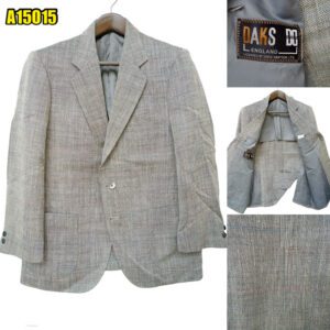 DAKS Suit Jacket Wool Linen Nylon Grey Windowpane Japan US UK 42 Chest Size 42 Regular Full Canvas มุมที่ 1