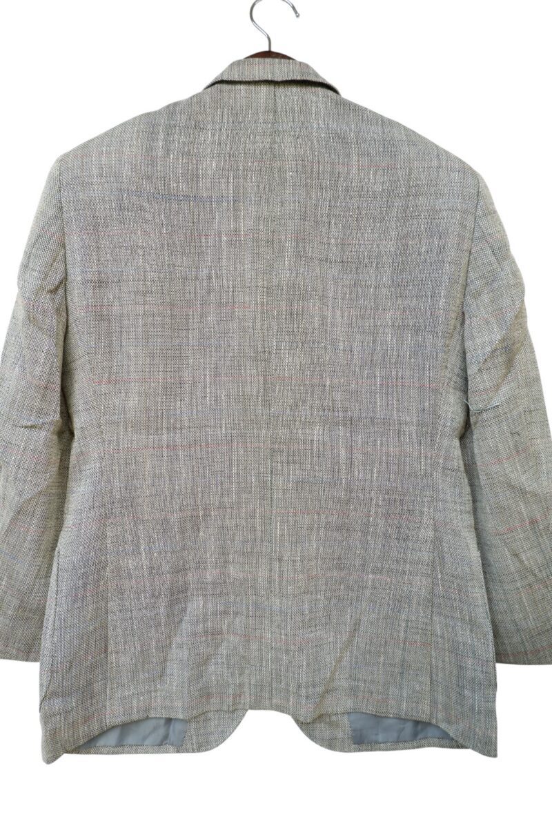 DAKS Suit Jacket Wool Linen Nylon Grey Windowpane Japan US UK 42 Chest Size 42 Regular Full Canvas | mesabb clothing DAKS Suit Jacket Wool Linen Nylon Grey Windowpane Japan US UK 42 Chest Size 42 Regular Full Canvas มุมที่ 4