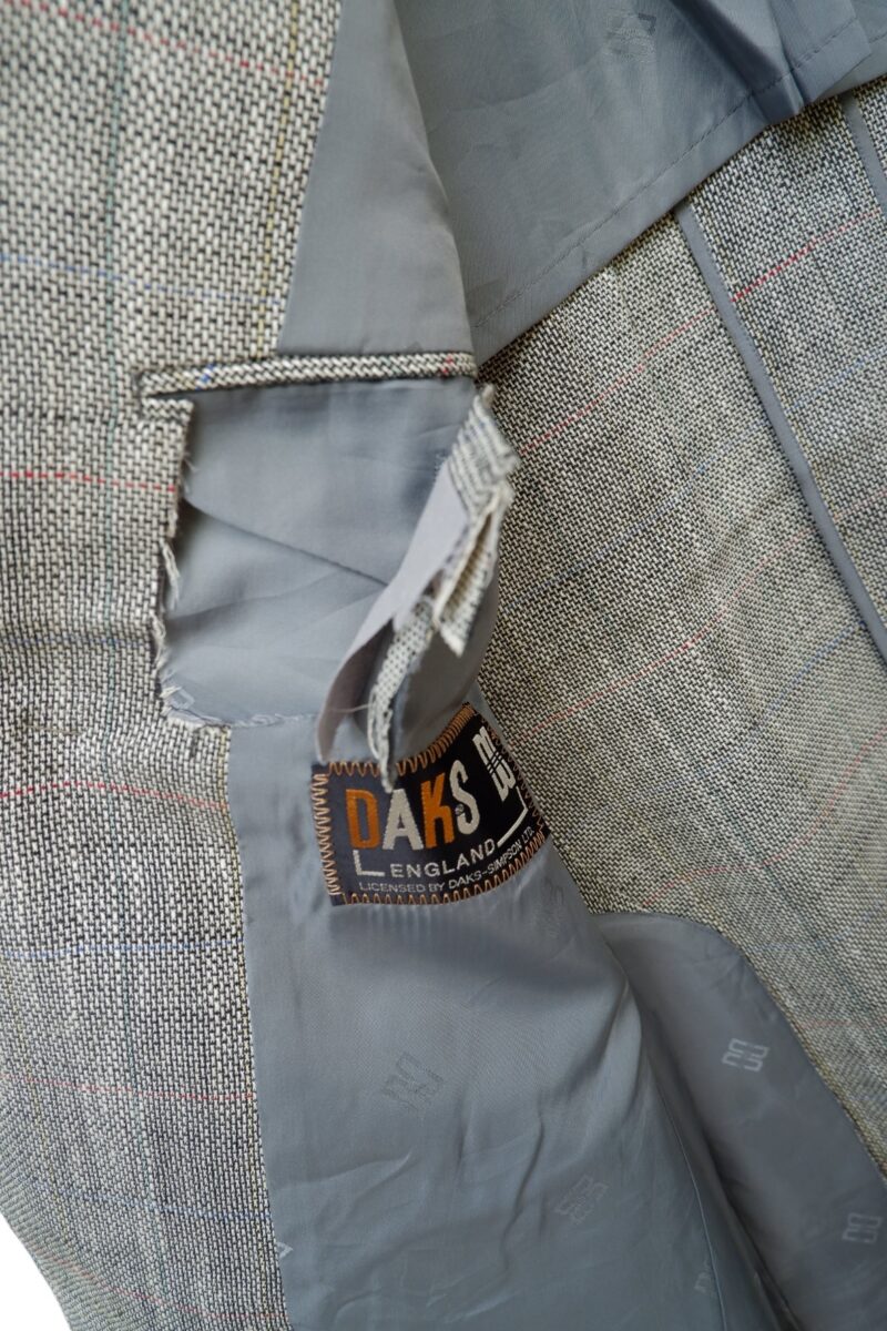 DAKS Suit Jacket Wool Linen Nylon Grey Windowpane Japan US UK 42 Chest Size 42 Regular Full Canvas | mesabb clothing DAKS Suit Jacket Wool Linen Nylon Grey Windowpane Japan US UK 42 Chest Size 42 Regular Full Canvas มุมที่ 8