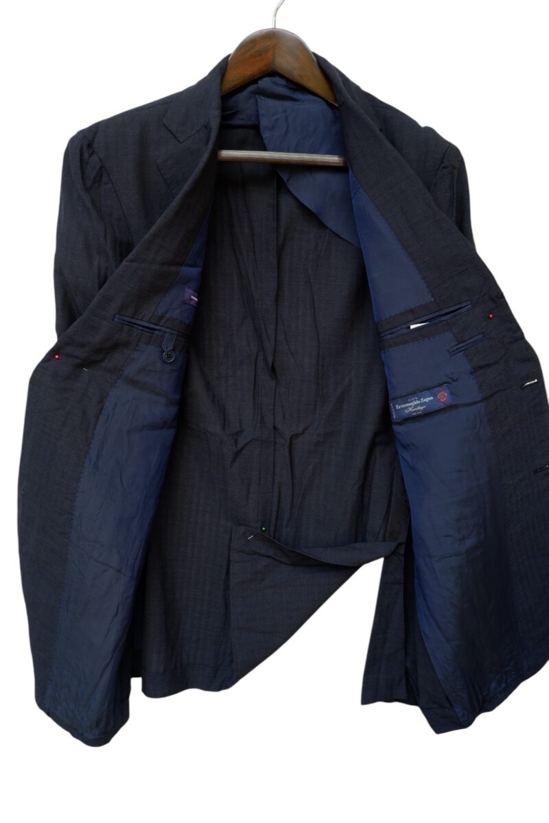 a15019 3 Zegna Suit Jacket Wool Black Japan US UK 42 Chest Size 42 Regular Full Canvas Spalla Camicia 3 roll 2 มุมที่ 3