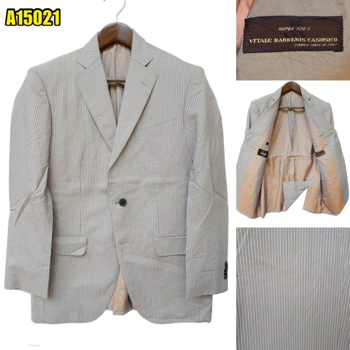 VBC Suit Jacket Wool Bright Grey Stripe Japan US UK 41 Chest Size 41 Regular Full Canvas | mesabb clothing VBC Suit Jacket Wool Bright Grey Stripe Japan US UK 41 Chest Size 41 Regular Full Canvas มุมที่ 1
