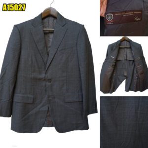 Suit Jacket Wool Grey Windowpane Japan US UK 41 Chest Size 41 Regular Full Canvas มุมที่ 1