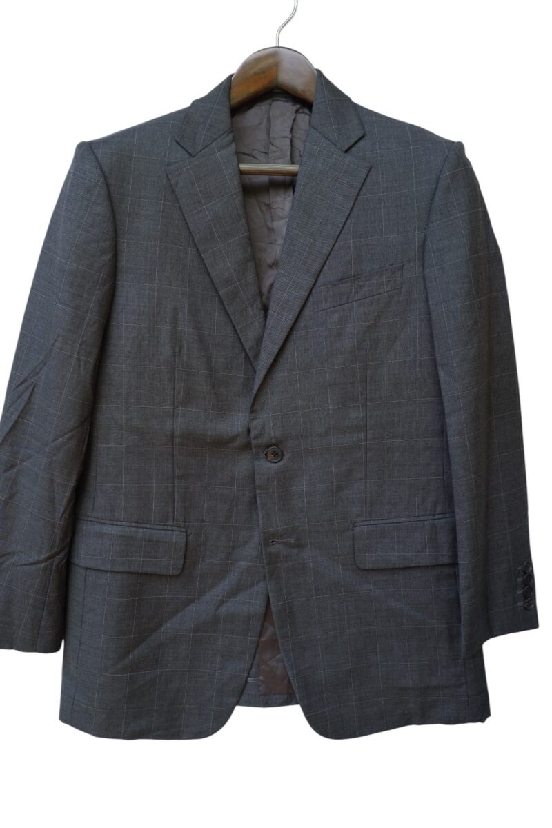 a15027 2 Suit Jacket Wool Grey Windowpane Japan US UK 41 Chest Size 41 Regular Full Canvas มุมที่ 2