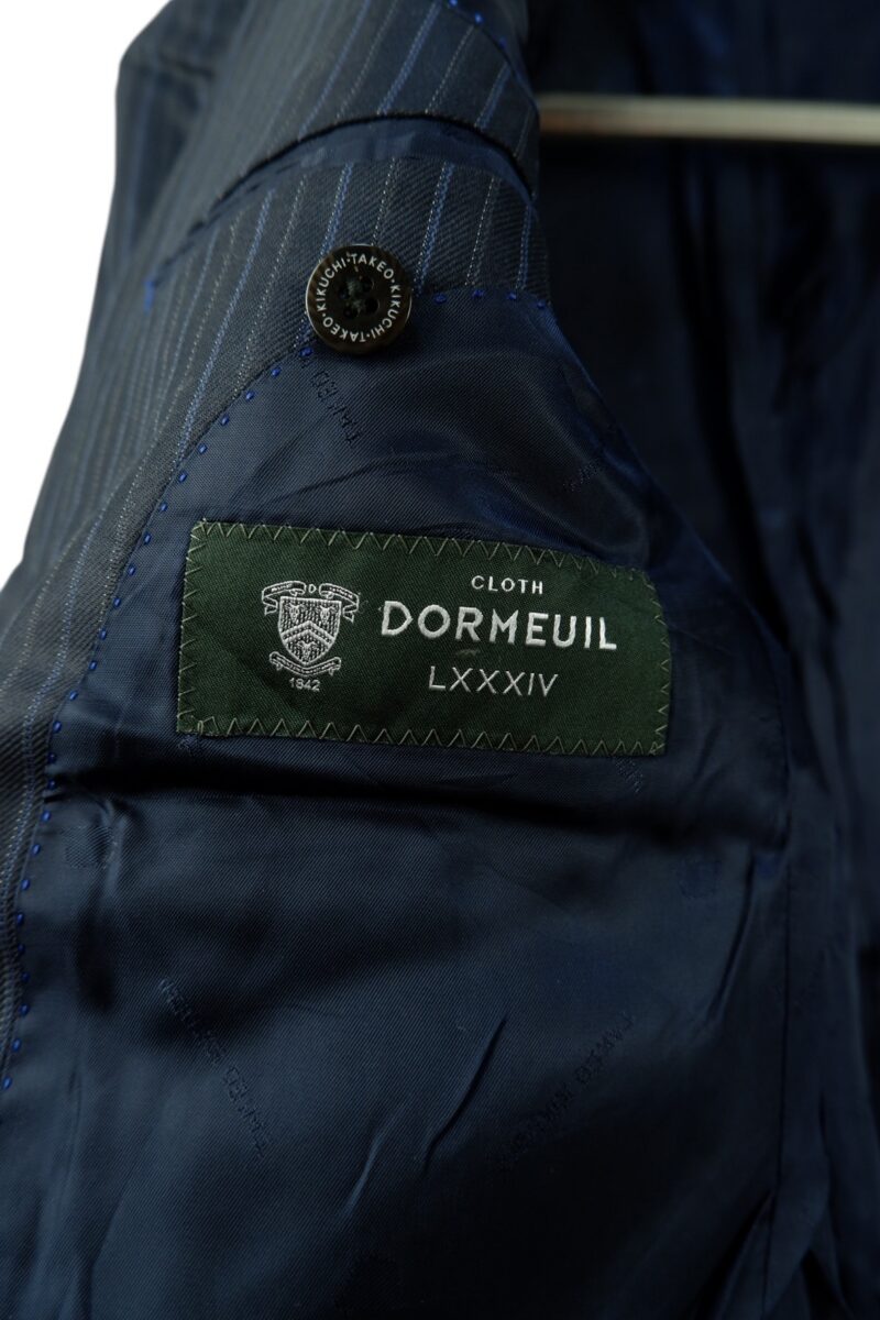 a15034 5 Dormeuil Suit Jacket Wool PET Black Stripe Japan US UK 38 Chest Size 38 Regular Half Canvas มุมที่ 5