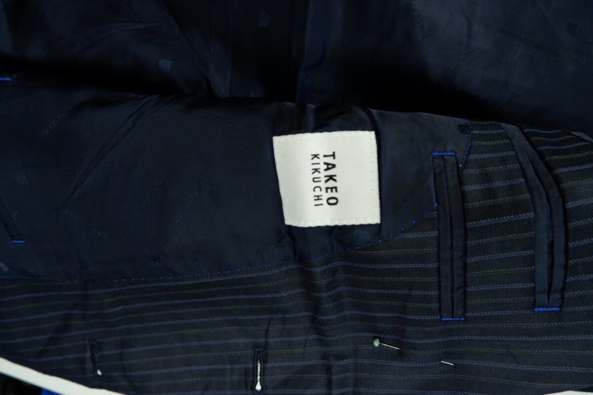 a15034 6 Dormeuil Suit Jacket Wool PET Black Stripe Japan US UK 38 Chest Size 38 Regular Half Canvas มุมที่ 6