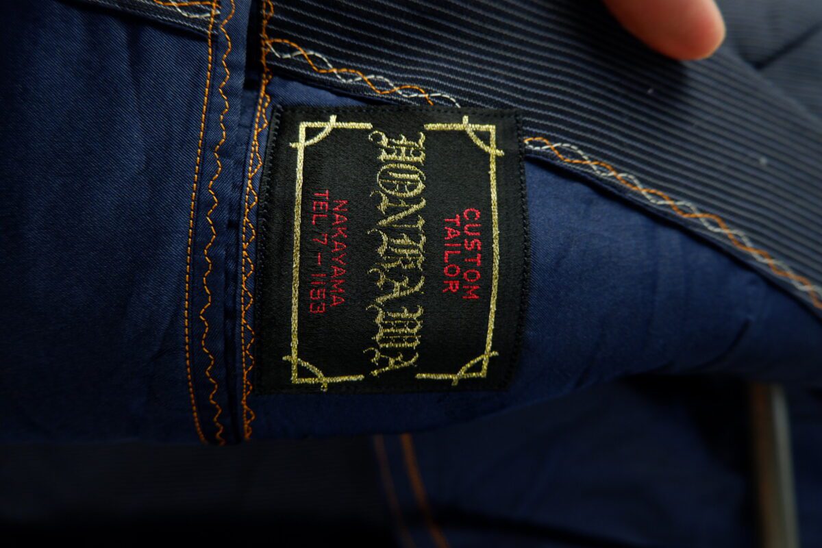 a15035 5 Scabal Suit Jacket Wool Black Stripe Japan US UK 45 Chest Size 45 Regular Full Canvas มุมที่ 5