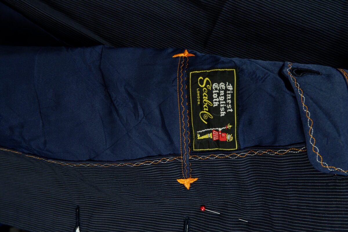 a15035 6 Scabal Suit Jacket Wool Black Stripe Japan US UK 45 Chest Size 45 Regular Full Canvas มุมที่ 6