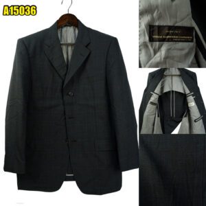 VBC Suit Jacket Wool Black Dark Grey Charcoal Windowpane Japan US UK 43 Chest Size 43 Regular Half canvas Real Buttonhole มุมที่ 1