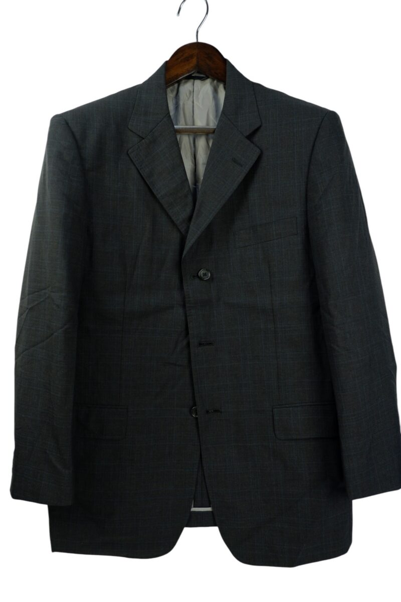 VBC Suit Jacket Wool Black Dark Grey Charcoal Windowpane Japan US UK 43 Chest Size 43 Regular Half canvas Real Buttonhole | mesabb clothing VBC Suit Jacket Wool Black Dark Grey Charcoal Windowpane Japan US UK 43 Chest Size 43 Regular Half canvas Real Buttonhole มุมที่ 2
