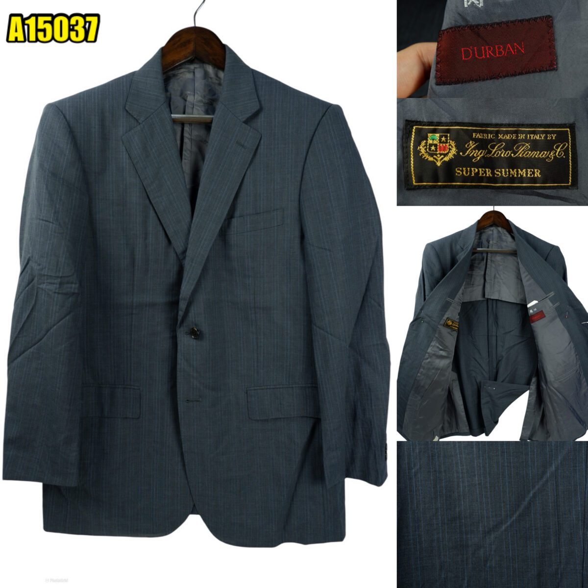 created by photogrid Loro Piana Suit Jacket Wool Grey Stripe Japan US UK 43 Chest Size 43 Regular Half Canvas มุมที่ 1