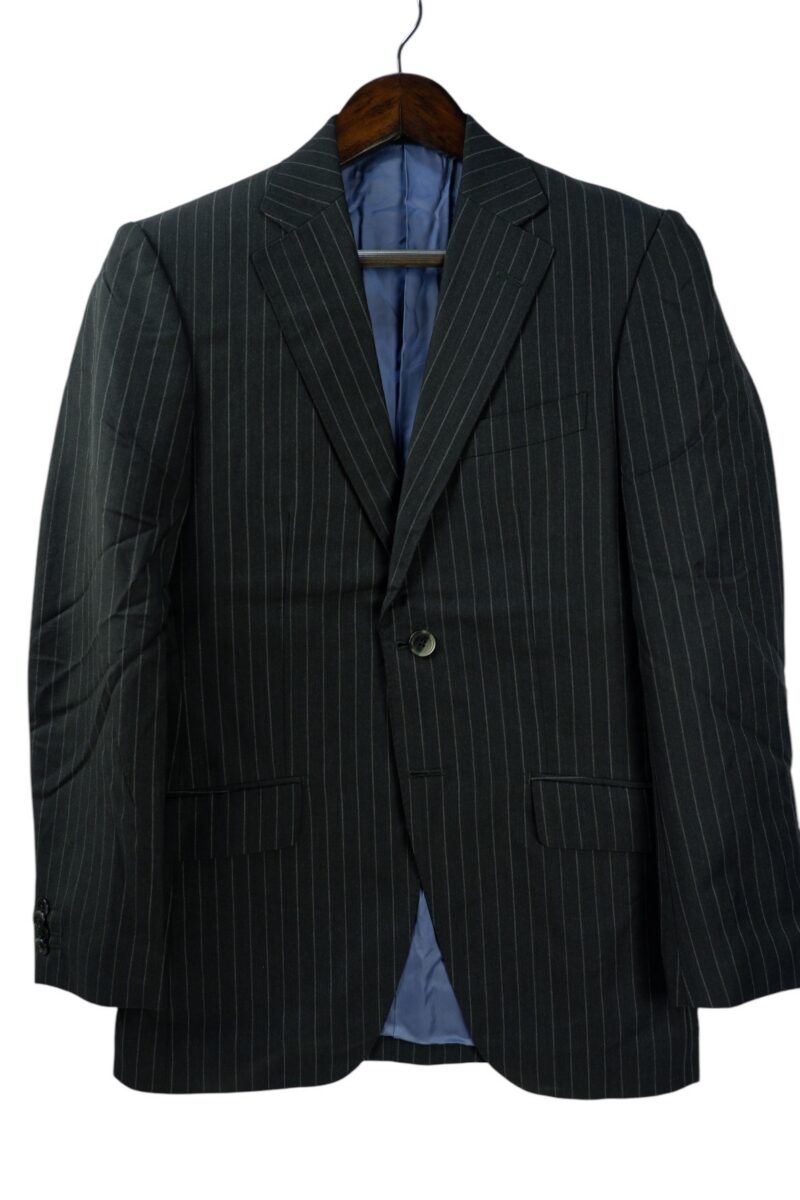 a15039 2 VBC Suit Jacket Wool Black Stripe Japan US UK 39 Chest Size 39 Regular Half Canvas มุมที่ 2