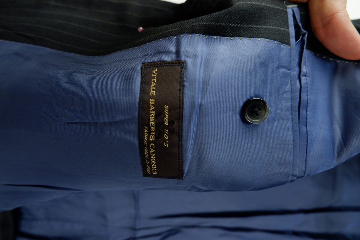 a15039 5 VBC Suit Jacket Wool Black Stripe Japan US UK 39 Chest Size 39 Regular Half Canvas มุมที่ 5