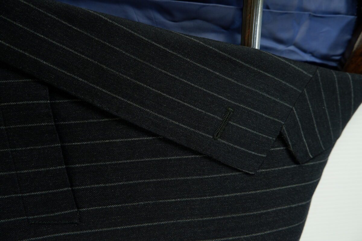 a15039 8 VBC Suit Jacket Wool Black Stripe Japan US UK 39 Chest Size 39 Regular Half Canvas มุมที่ 8