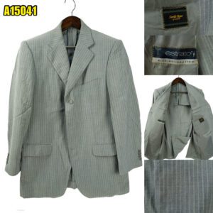 Estrato Savile Row Suit Jacket Wool PET Bright Grey Stripe Japan US UK 42 Chest Size 42 Regular Half Canvas มุมที่ 1