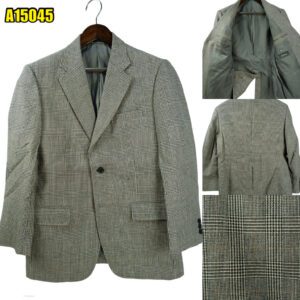 Suit Jacket Wool PET Grey Prince Of Wales Japan US UK 42 Chest Size 42 Regular No Canvas มุมที่ 1