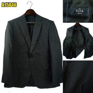 Reda Suit Jacket Wool Black Stripe Japan US UK 44 Chest Size 44 Regular Half Canvas มุมที่ 1