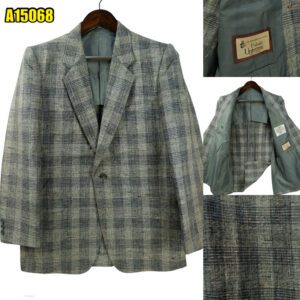 Suit Jacket PET Cotton Grey Glen Check Japan US UK 39 Chest Size 39 Regular Half Canvas มุมที่ 1
