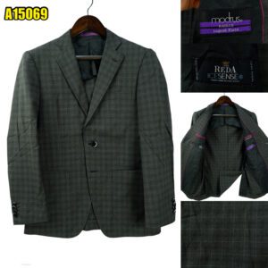 Reda Suit Jacket Wool Grey Windowpane Japan US UK 39 Chest Size 39 Regular Half Canvas Soft Shoulder มุมที่ 1