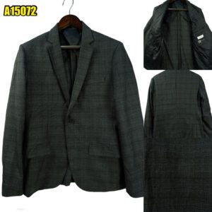 Suit Jacket PET Rayon PU Black Dark Grey Charcoal Glen Check Japan US UK 41 Chest Size 41 Regular No Canvas Soft Shoulder มุมที่ 1