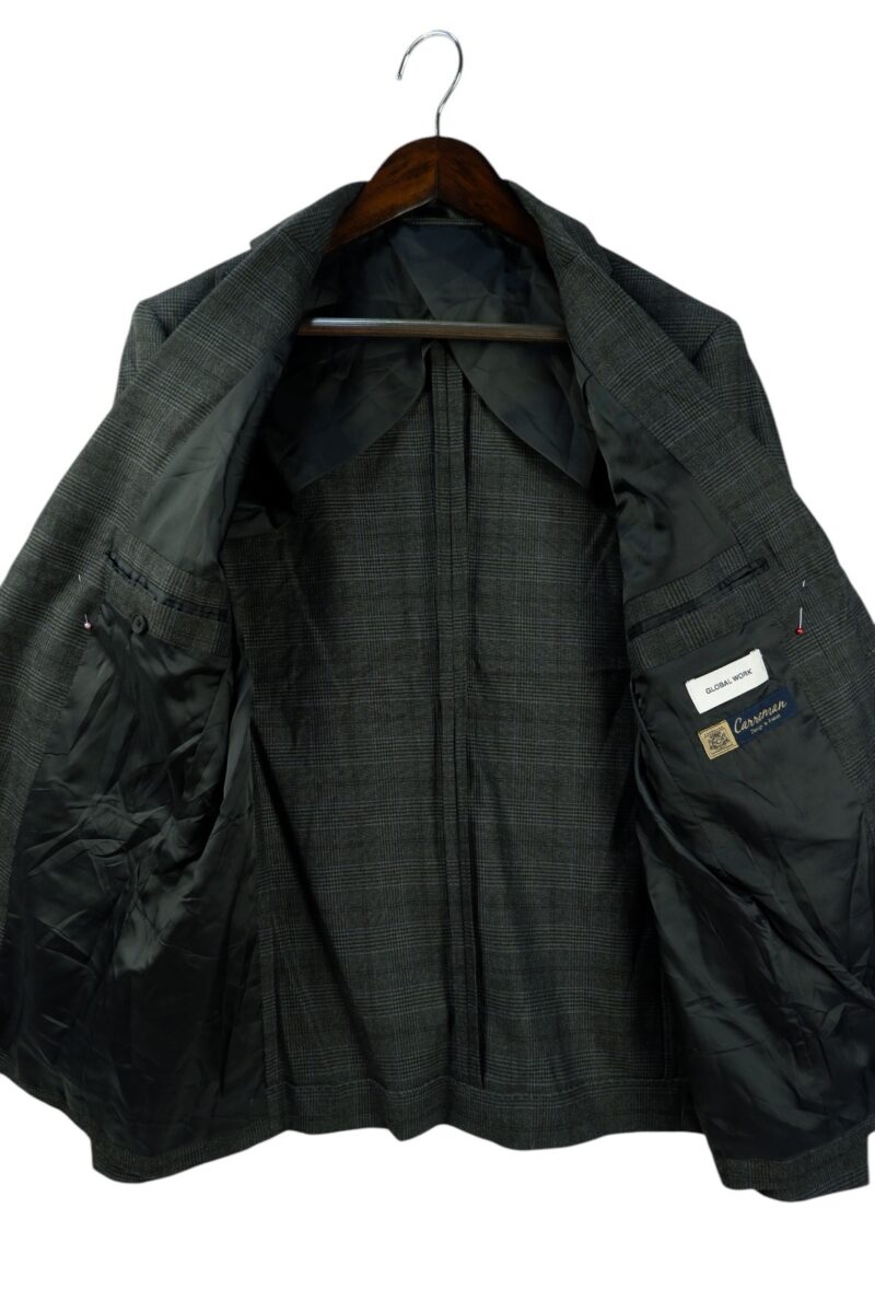 a15072 3 Suit Jacket PET Rayon PU Black Dark Grey Charcoal Glen Check Japan US UK 41 Chest Size 41 Regular No Canvas Soft Shoulder มุมที่ 3