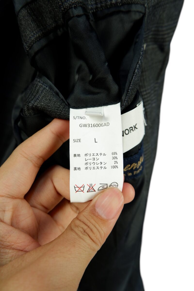a15072 6 Suit Jacket PET Rayon PU Black Dark Grey Charcoal Glen Check Japan US UK 41 Chest Size 41 Regular No Canvas Soft Shoulder มุมที่ 6
