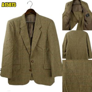 Suit Jacket Wool Nylon Brown Glen Check Japan US UK 43 Chest Size 43 Regular Half Canvas มุมที่ 1