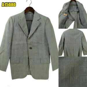 Suit Jacket PET Wool Grey Glen Check Japan US UK 39 Chest Size 39 Regular Full Canvas มุมที่ 1
