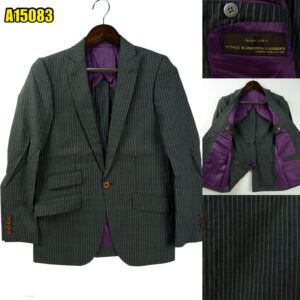 VBC Suit Jacket Wool PET Black Dark Grey Charcoal Japan US UK 37 Chest Size 37 Regular Half Canvas มุมที่ 1