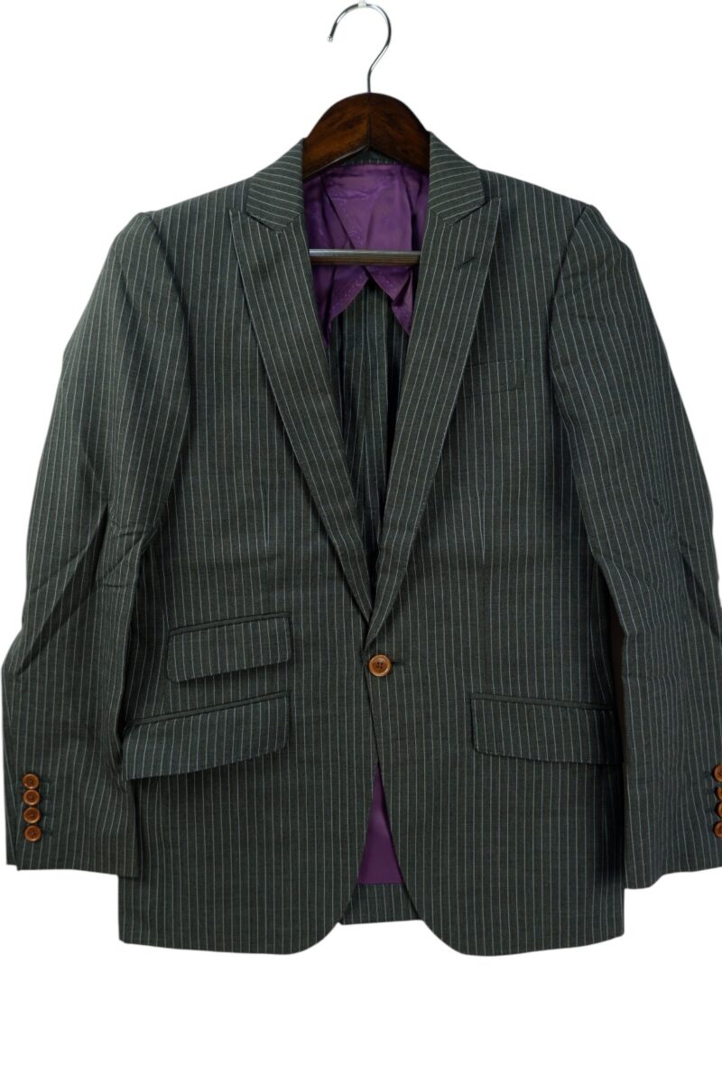 a15083 2 VBC Suit Jacket Wool PET Black Dark Grey Charcoal Japan US UK 37 Chest Size 37 Regular Half Canvas มุมที่ 2